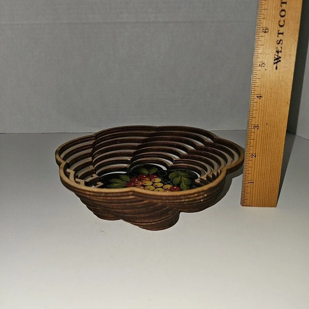 Vintage Decorative Hand Carved Wood Bowl - Mid Century Modern Home‎ Decor Accent